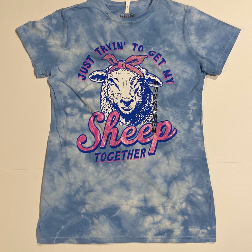 Just Trying To Get My Sheep Together Medium Graphic Tee Shirt Crew Neck New D34